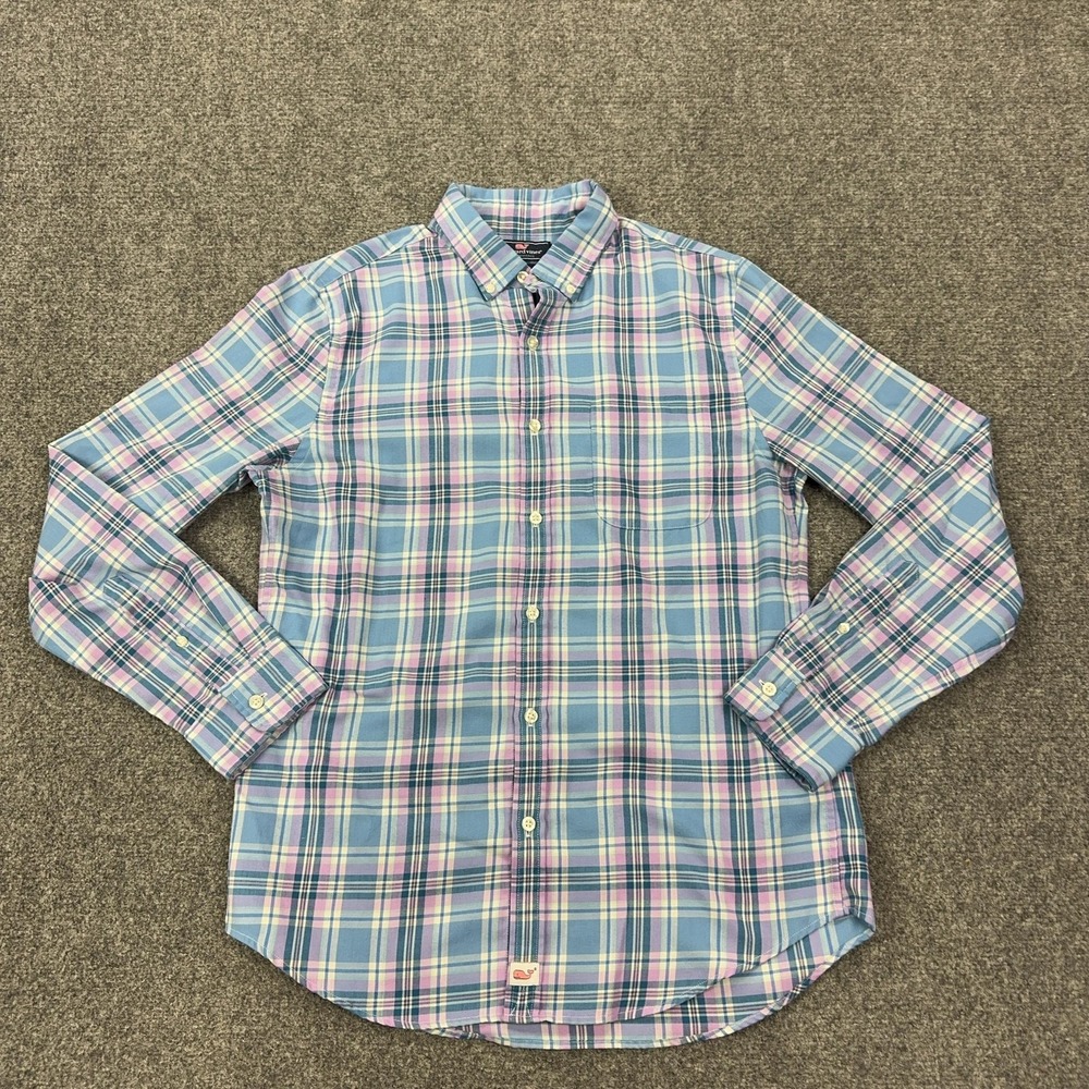 Vineyard‎ Vines Shirt Mens M Blue Plaid Long Sleeve Button Down Slim Fit Murray